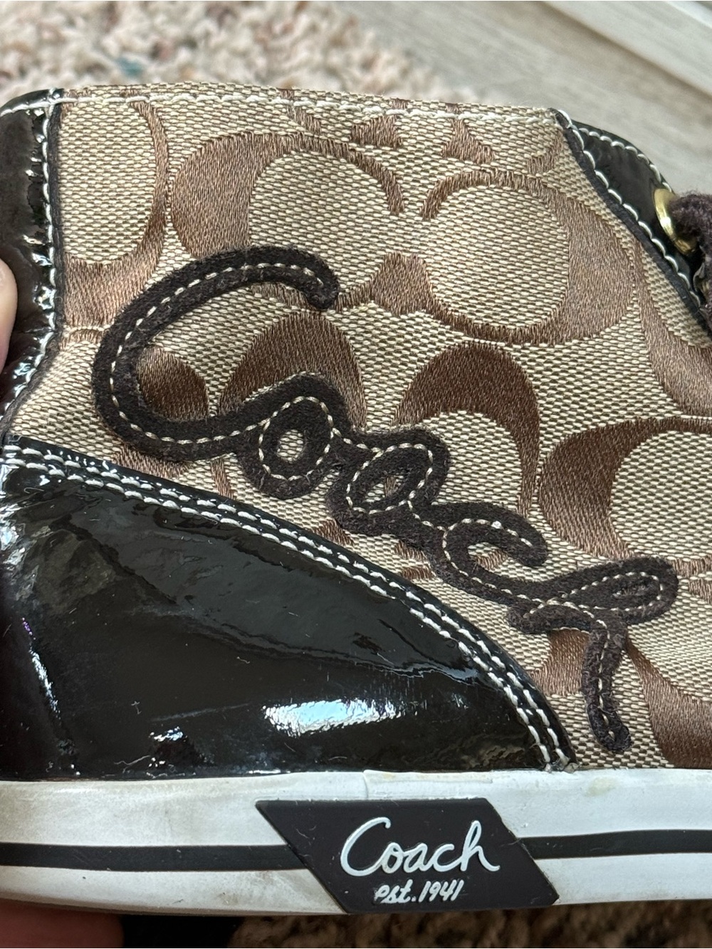 Coach- Bendi High Top Sneakers- Patent gloss accents (ladies 9.5)EUC - Picture 11 of 13